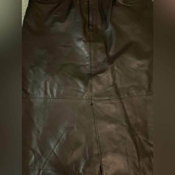 MODA A'PARTENIA VINTAGE BLACK LEATHER MIDI SKIRT.size 40 EU - Picture 13 of 15